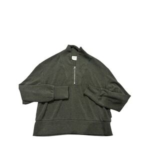Varley DoubleSoft Half Zip Pullover Green Heathered Athleisure Sweatshirt S flaw